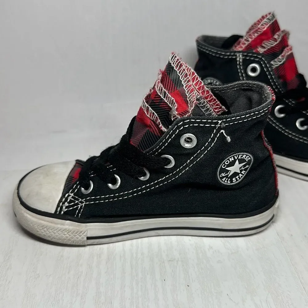 Converse All Star Chuck Taylor Black‎ Red Hi Top Sneakers Tennis Shoes size 8